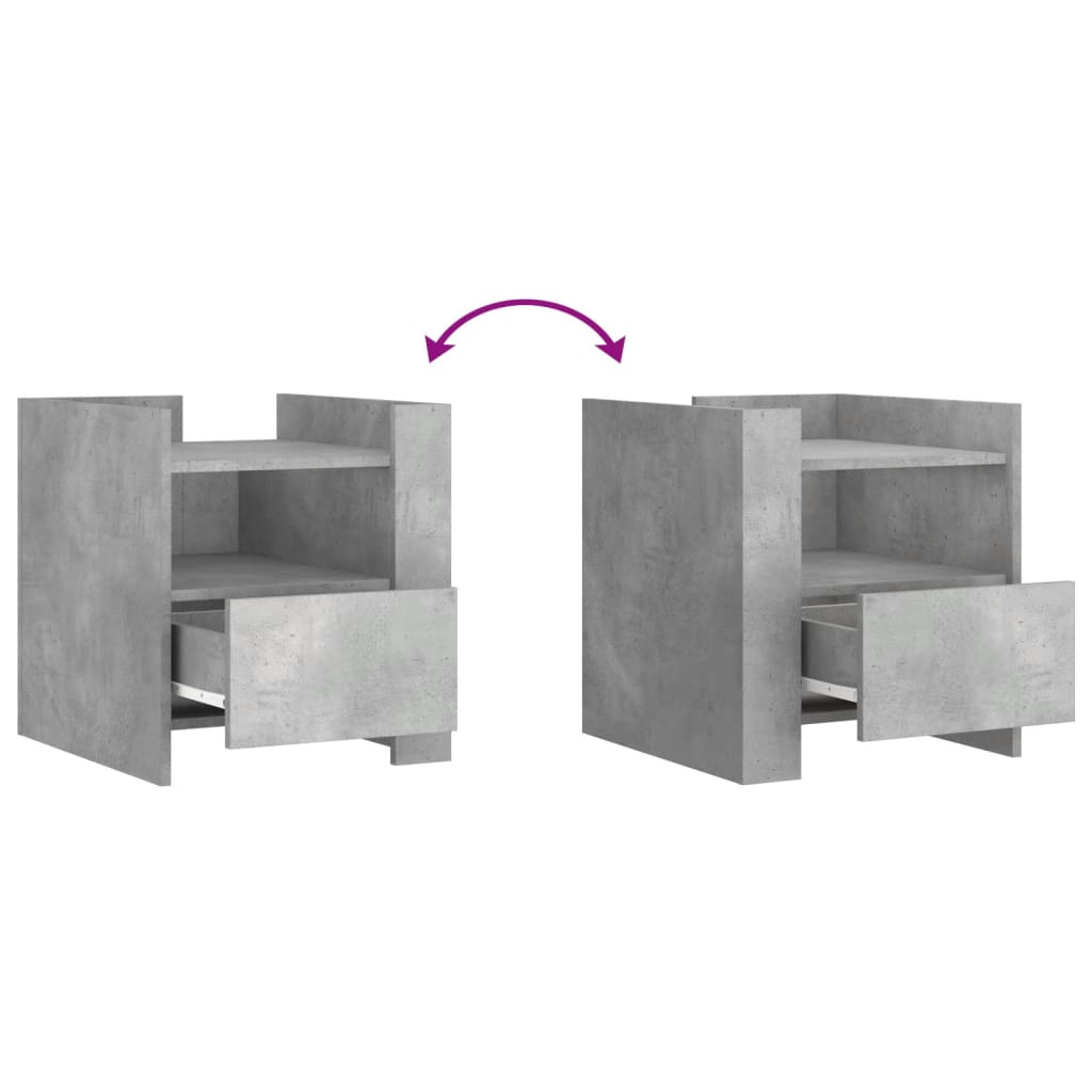 vidaXL Κομοδίνο Γκρι Σκυροδ. 45x50x50 εκ. από Επεξεργασμένο Ξύλο