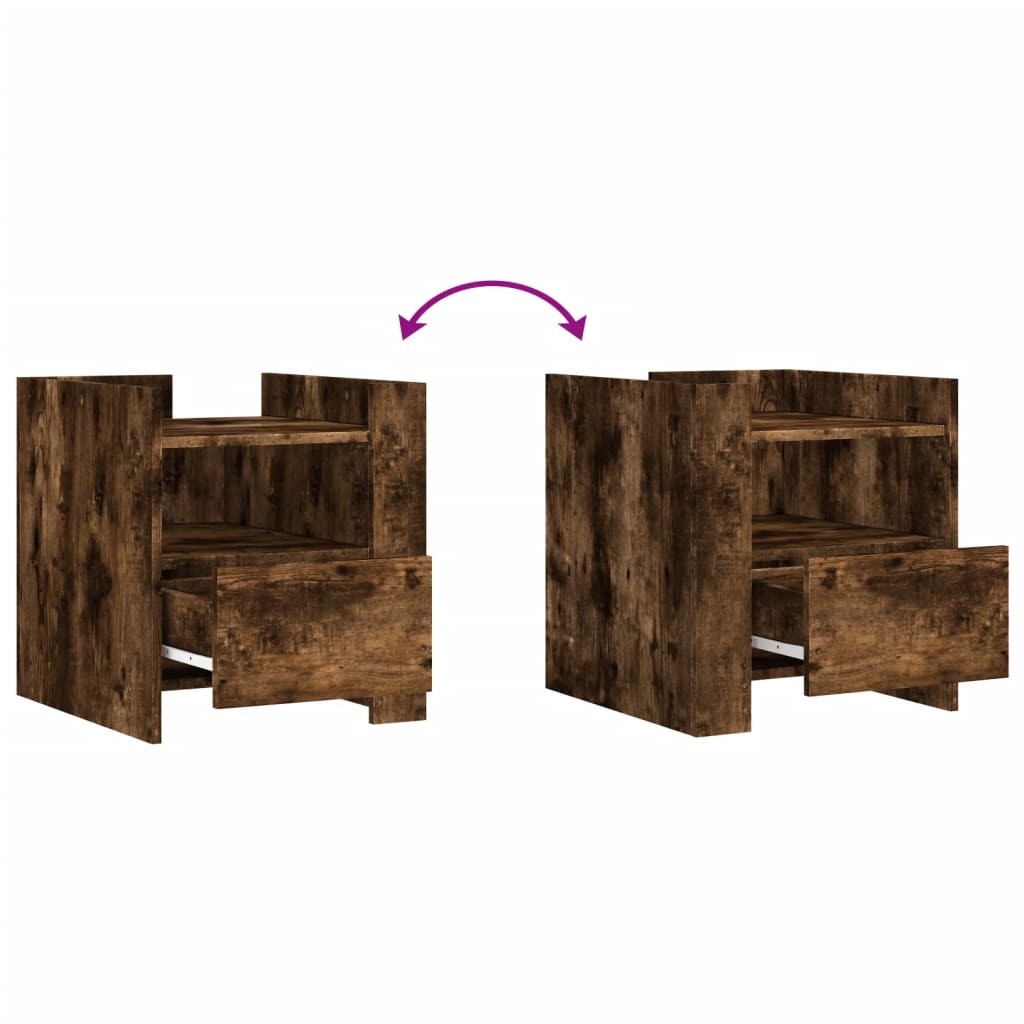 vidaXL Κομοδίνο Καπνιστή Δρυς 45x50x50 εκ. από Επεξεργασμένο Ξύλο