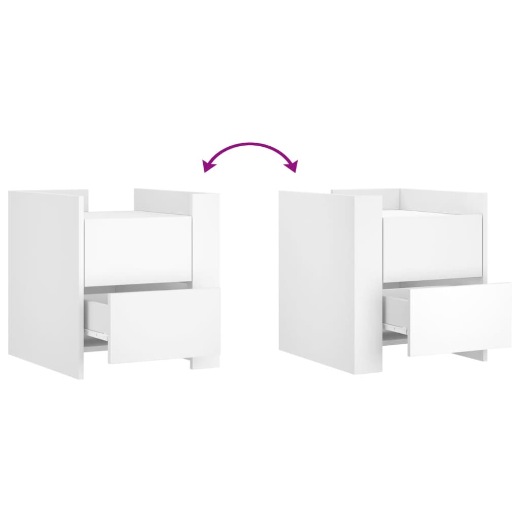 vidaXL Κομοδίνο Λευκό 45x50x50 εκ. από Επεξεργασμένο Ξύλο