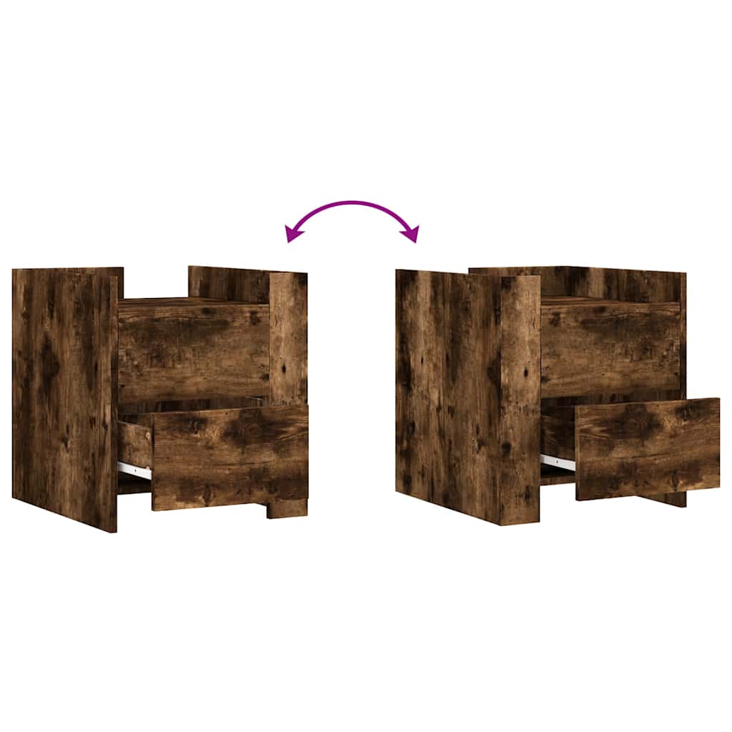 vidaXL Κομοδίνο Καπνιστή Δρυς 45x50x50 εκ. από Επεξεργασμένο Ξύλο