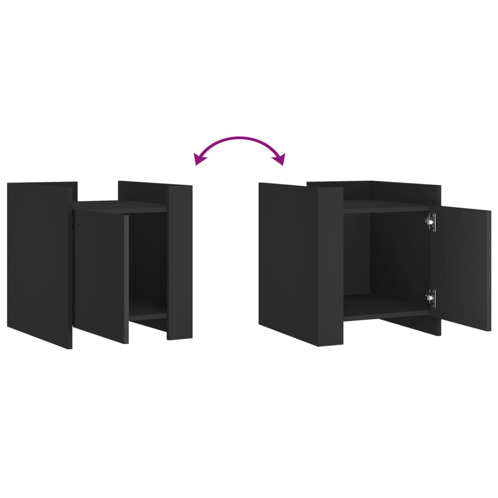 vidaXL Κομοδίνο Μαύρο 45x50x50 εκ. από Επεξεργασμένο Ξύλο