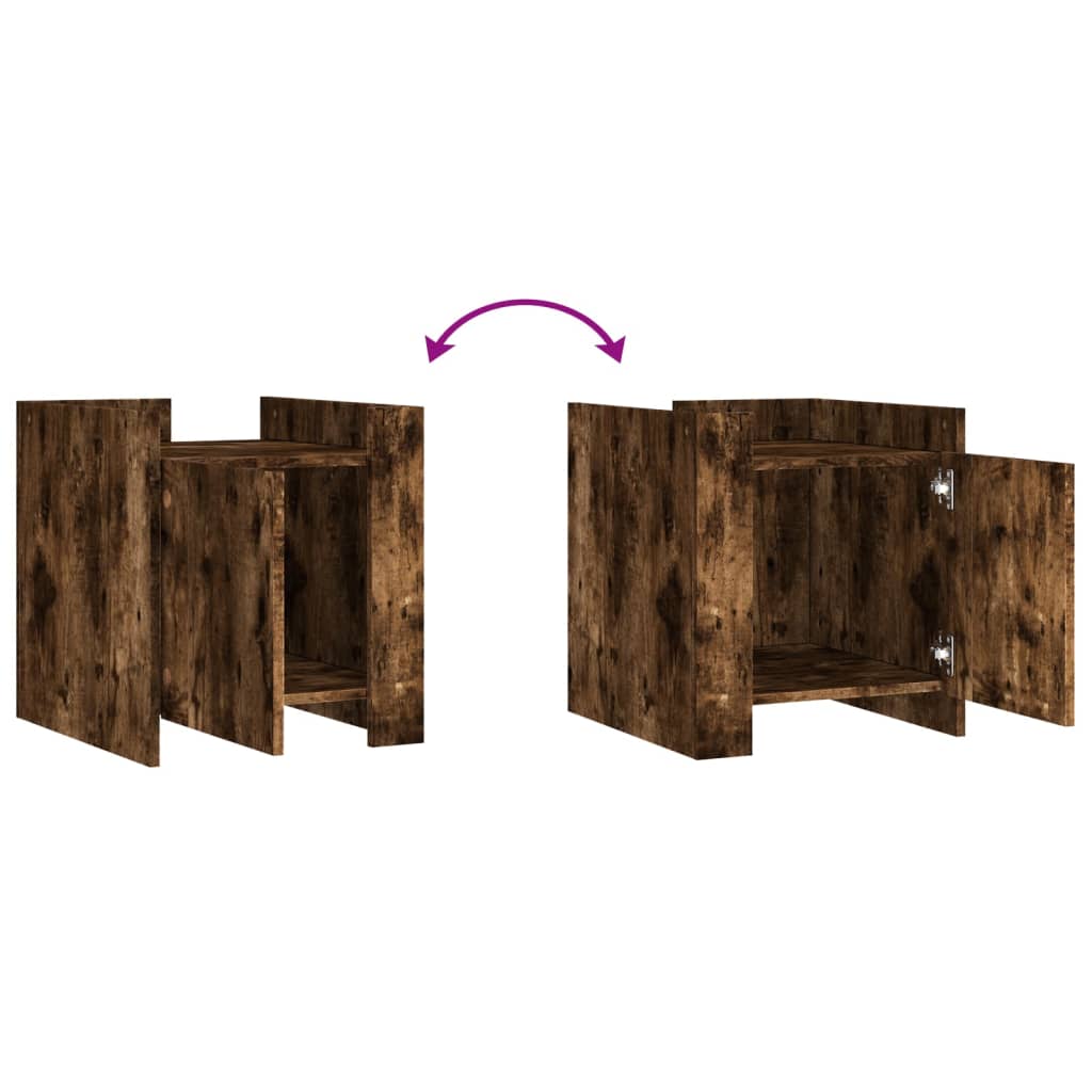 vidaXL Κομοδίνο Καπνιστή Δρυς 45x50x50 εκ. από Επεξεργασμένο Ξύλο