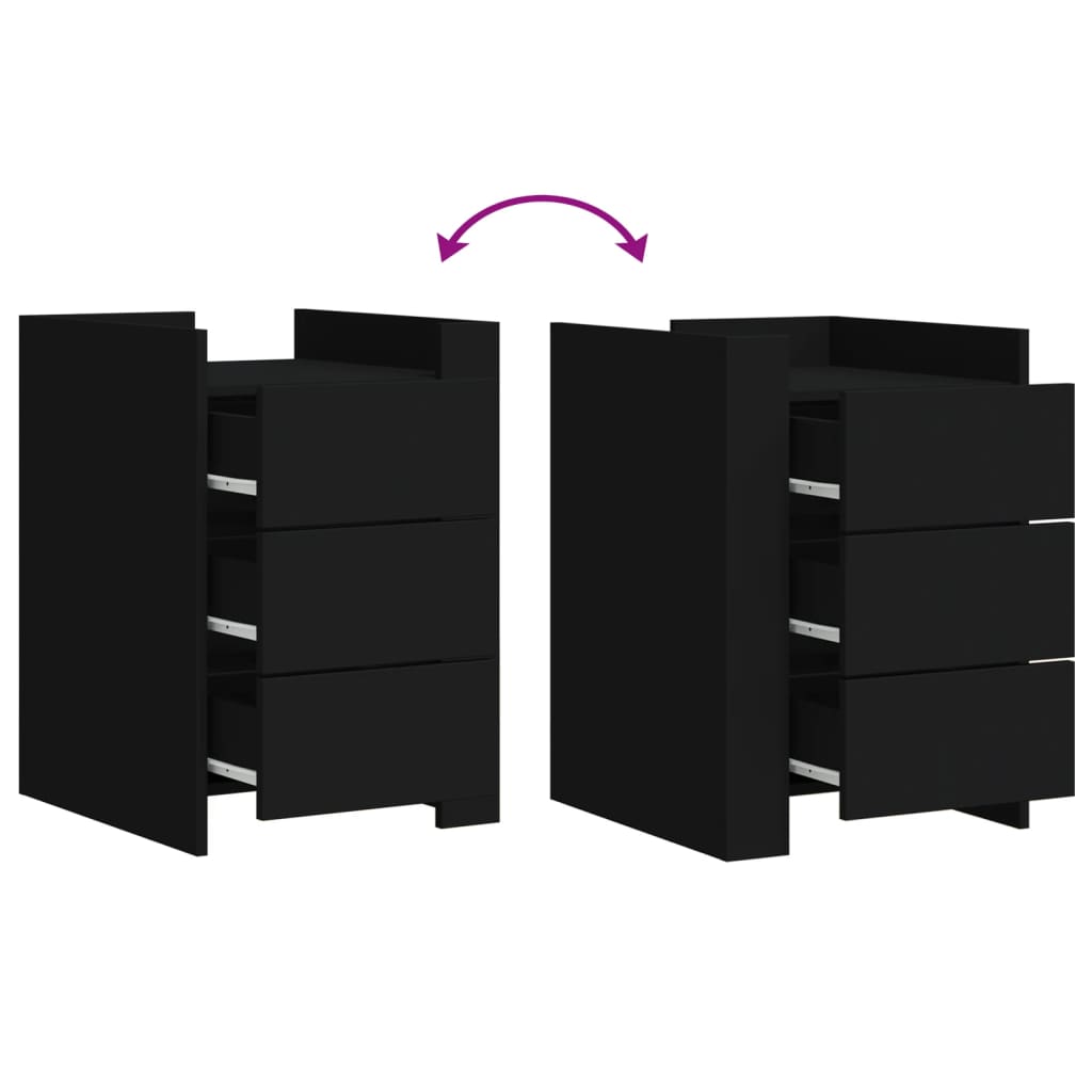 vidaXL Κομοδίνο Μαύρο 45x50x65 εκ. από Επεξεργασμένο Ξύλο