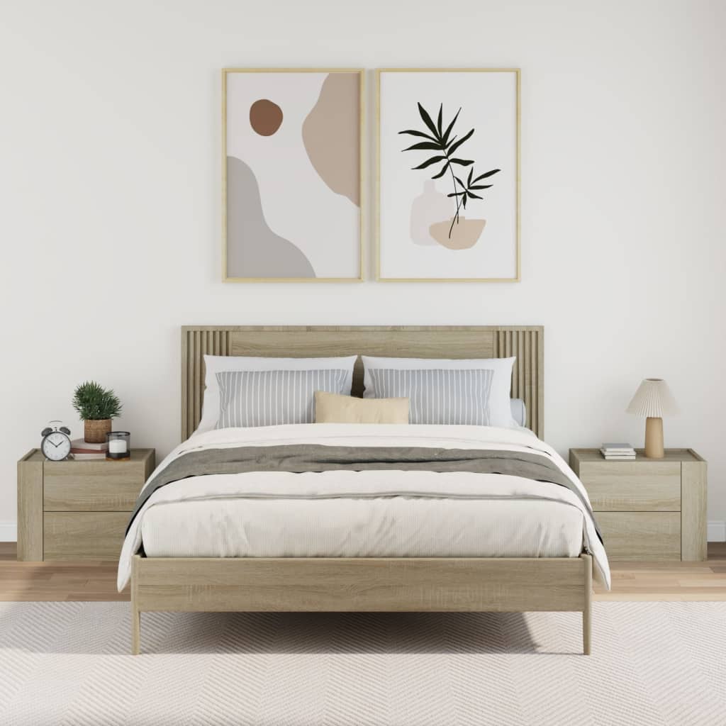 vidaXL Κομοδίνα Επιτοίχια 2 τεμ. Sonoma Δρυς 45x30x35 εκ.