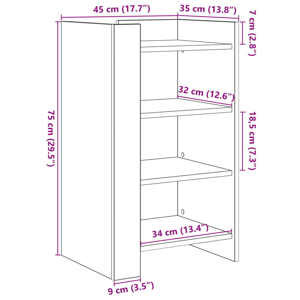 vidaXL Συρταριέρα Γκρι Σκυροδ. 45x35x75 εκ. από Επεξεργασμένο Ξύλο