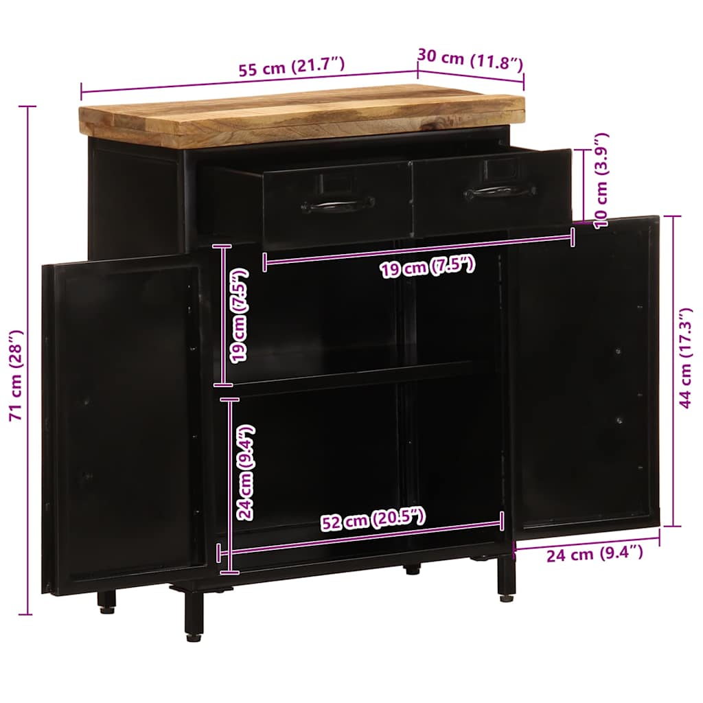 vidaXL Ντουλάπι 55 x 30 x 71 εκ. από Μασίφ Ξύλο Μάνγκο