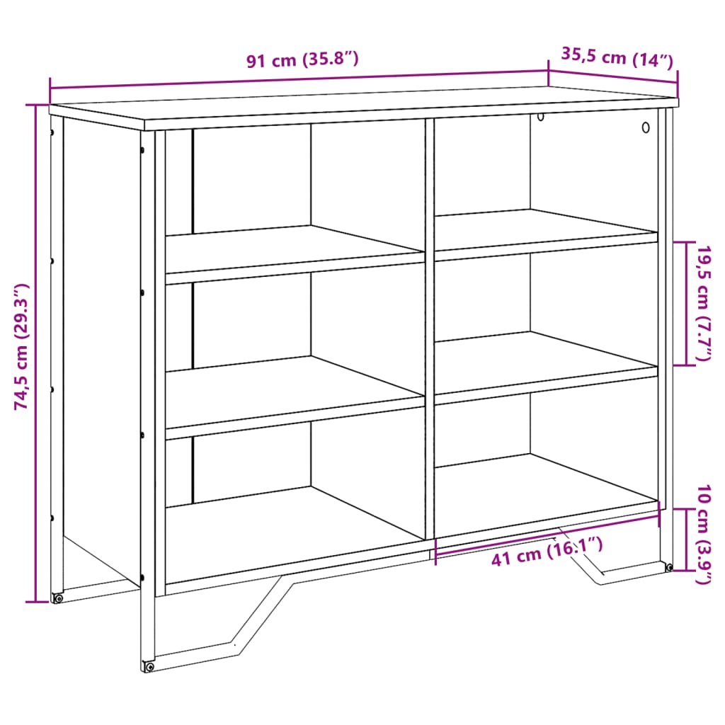 vidaXL Συρταριέρα Καφέ Δρυς 91x35,5x74,5 εκ. από Επεξεργασμένο Ξύλο