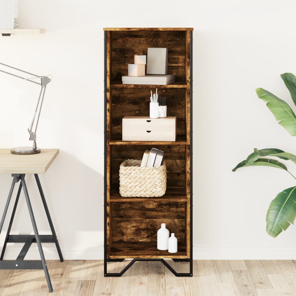 vidaXL Βιβλιοθήκη Καπνιστή Δρυς 50x31x137,5 εκ. από Επεξεργασμένο Ξύλο