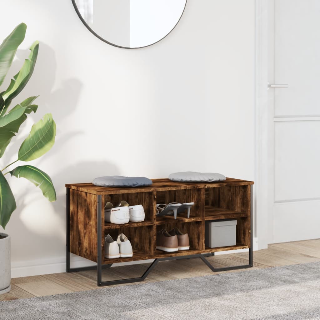 vidaXL Παπουτσοθήκη Καπνιστή Δρυς 90x38x45,5 εκ. από Επεξεργ. Ξύλο