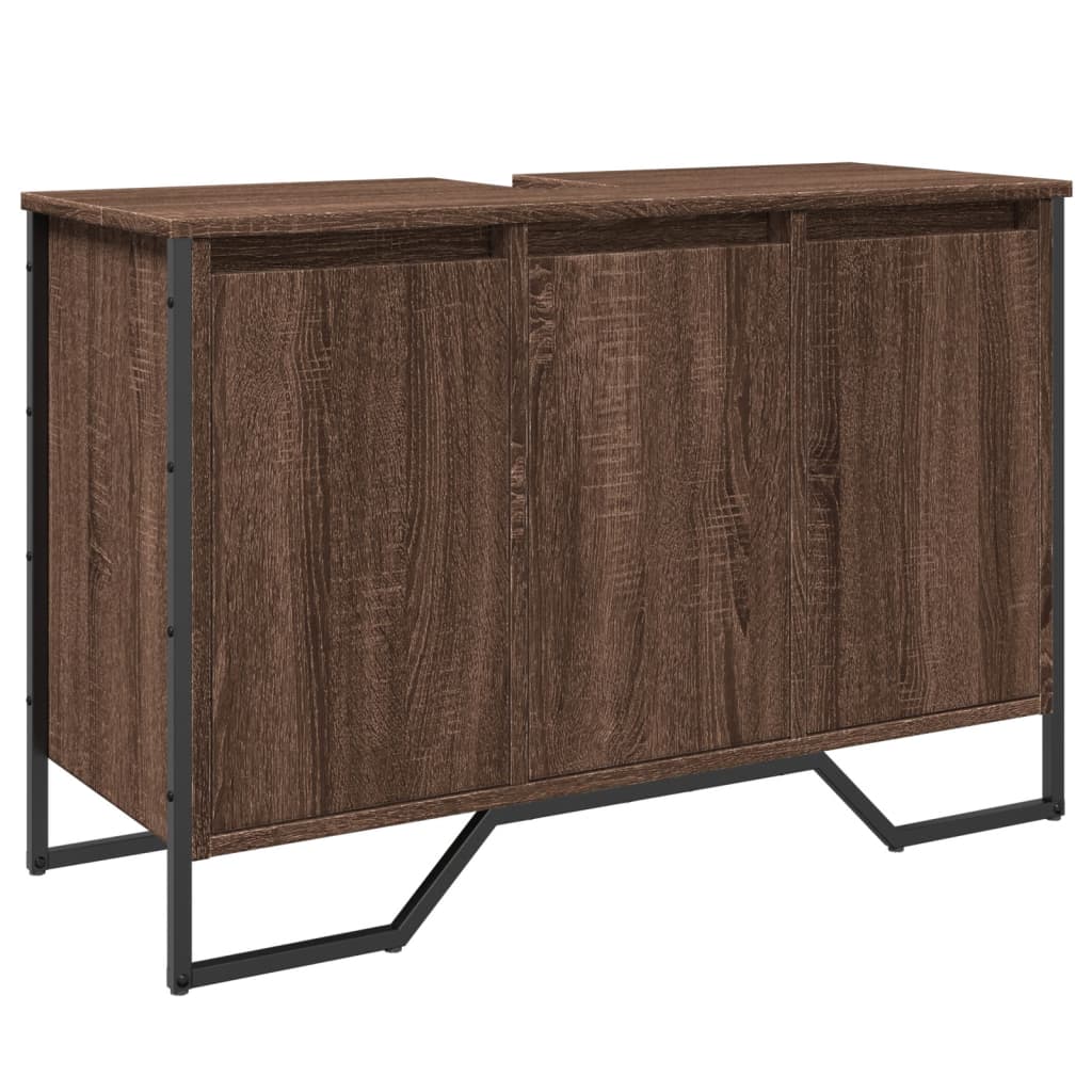 vidaXL Ντουλάπι Νιπτήρα Μπάνιου Καφέ Δρυς 91x35x60 εκ. Επεξ. Ξύλο