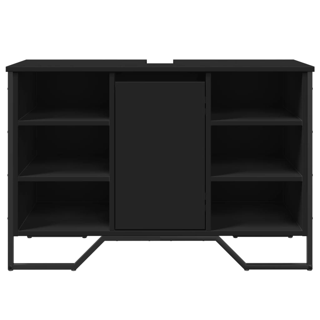 vidaXL Ντουλάπι Νιπτήρα Μπάνιου Μαύρο 91x35x60 εκ. Επεξεργασμένο Ξύλο