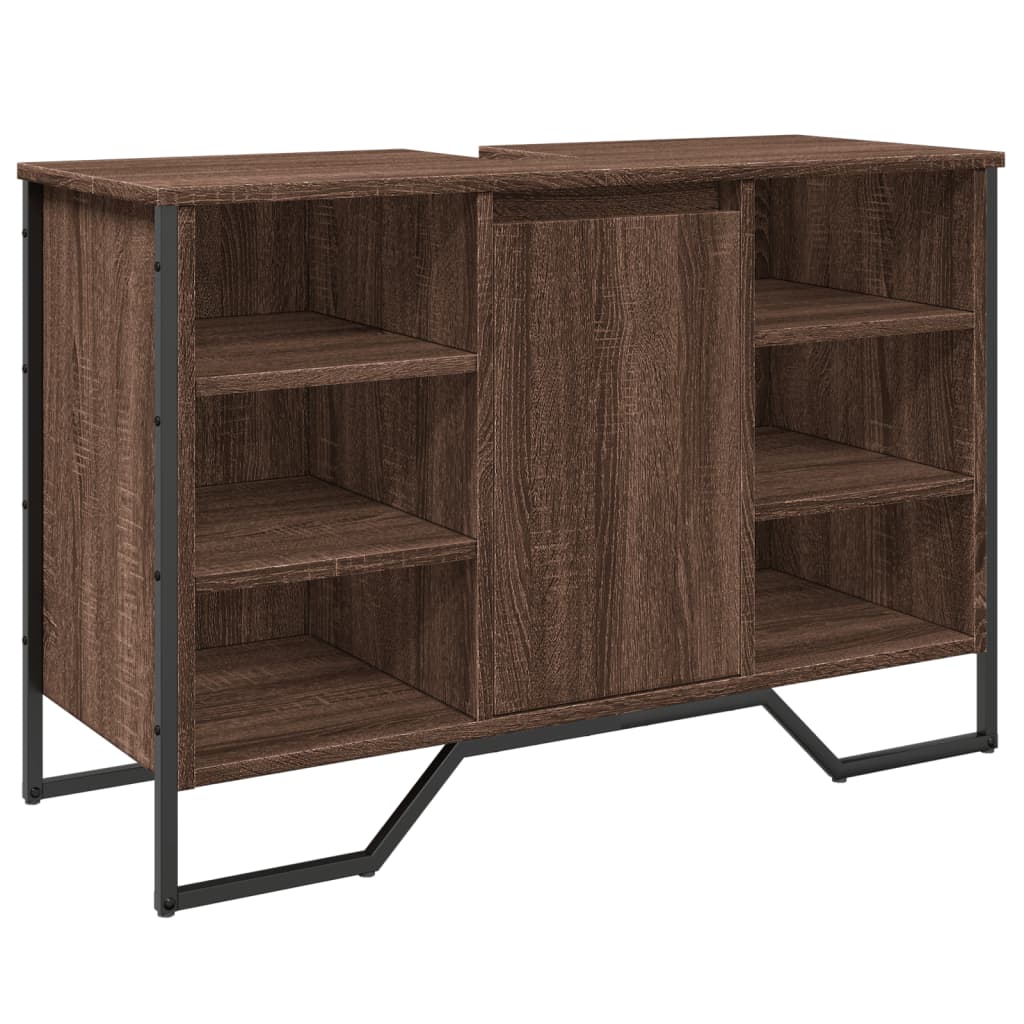 vidaXL Ντουλάπι Νιπτήρα Μπάνιου Καφέ Δρυς 91x35x60 εκ. Επεξ. Ξύλο