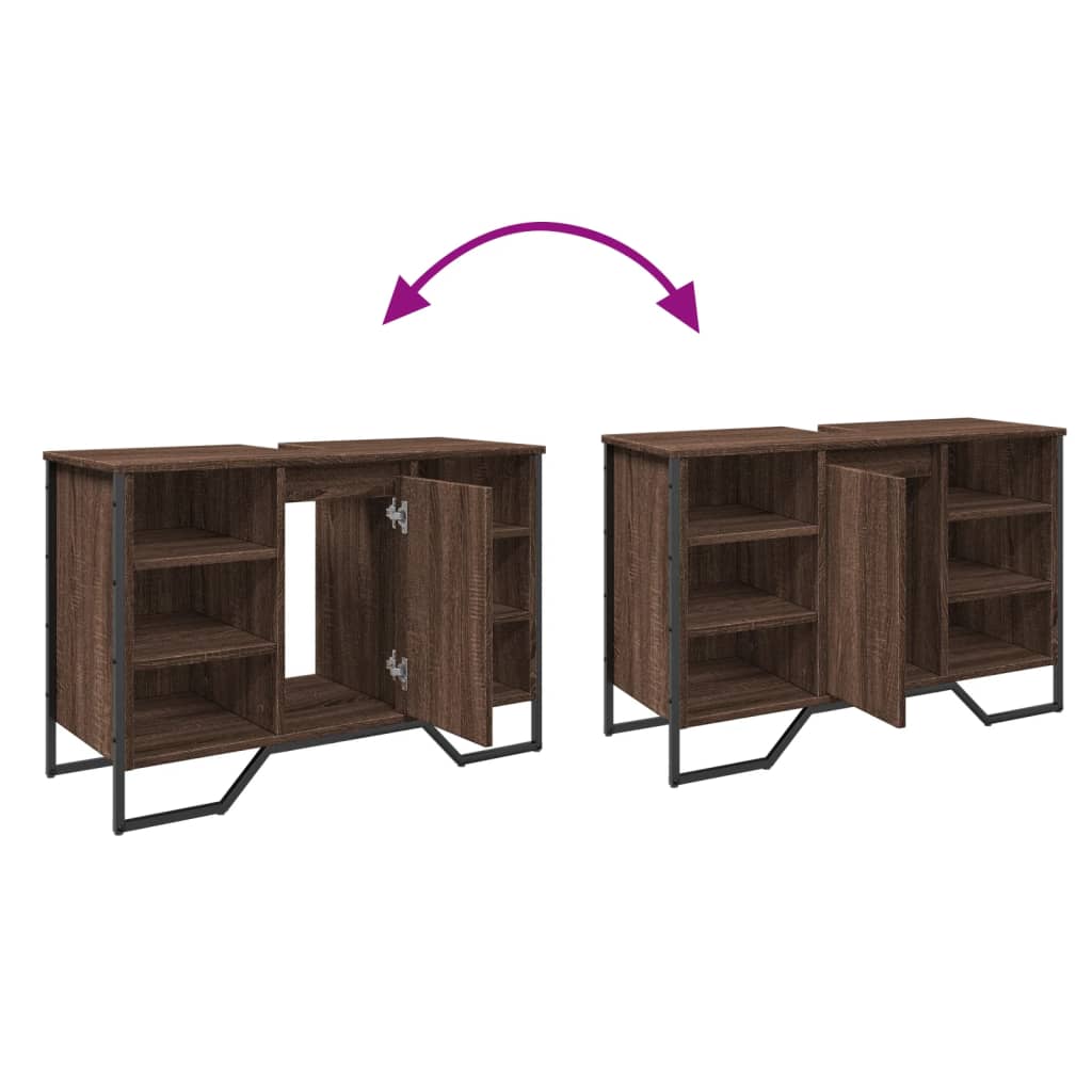 vidaXL Ντουλάπι Νιπτήρα Μπάνιου Καφέ Δρυς 91x35x60 εκ. Επεξ. Ξύλο