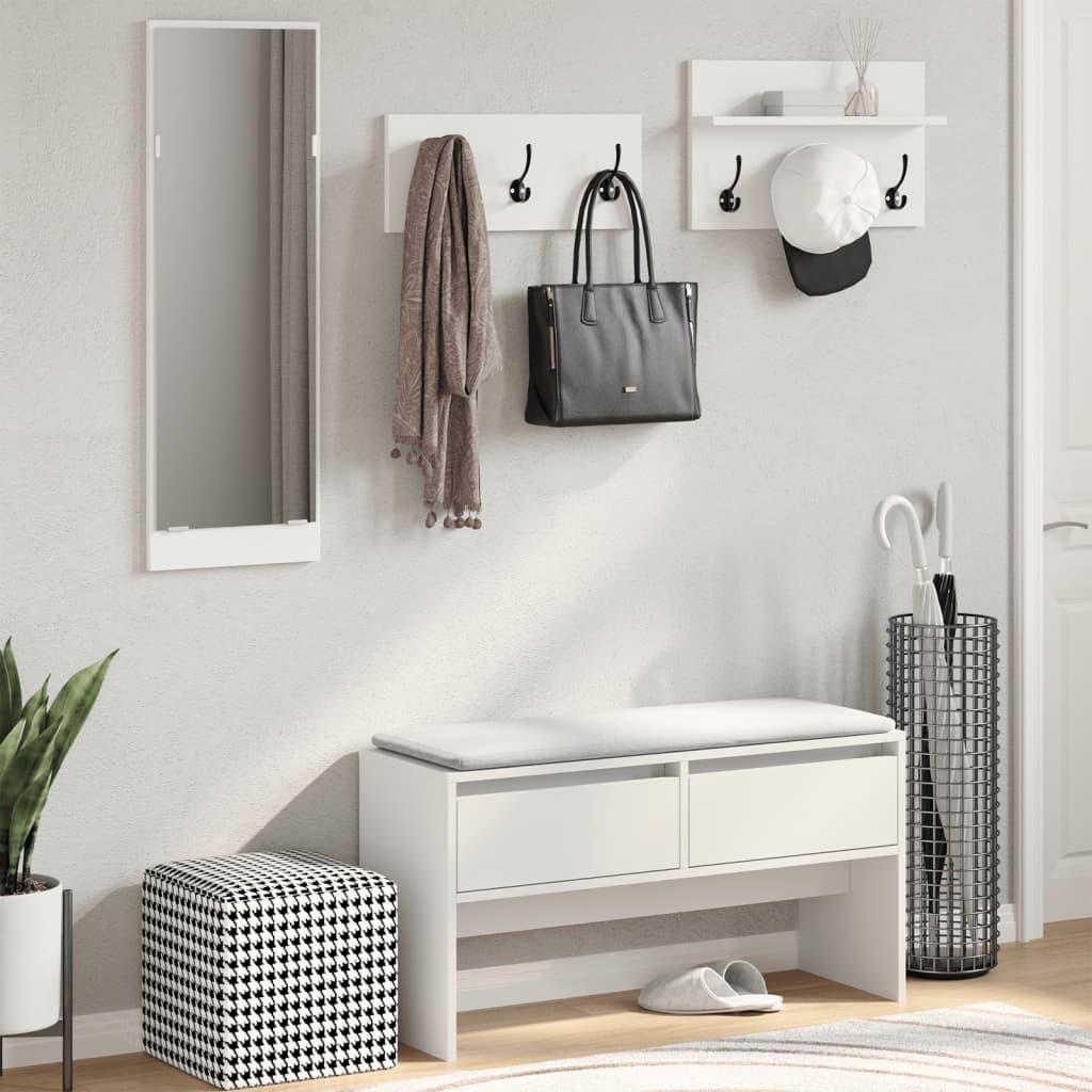 vidaXL Σετ Επίπλων Διαδρόμου 4 Τεμ. Λευκό από Επεξεργασμένο Ξύλο