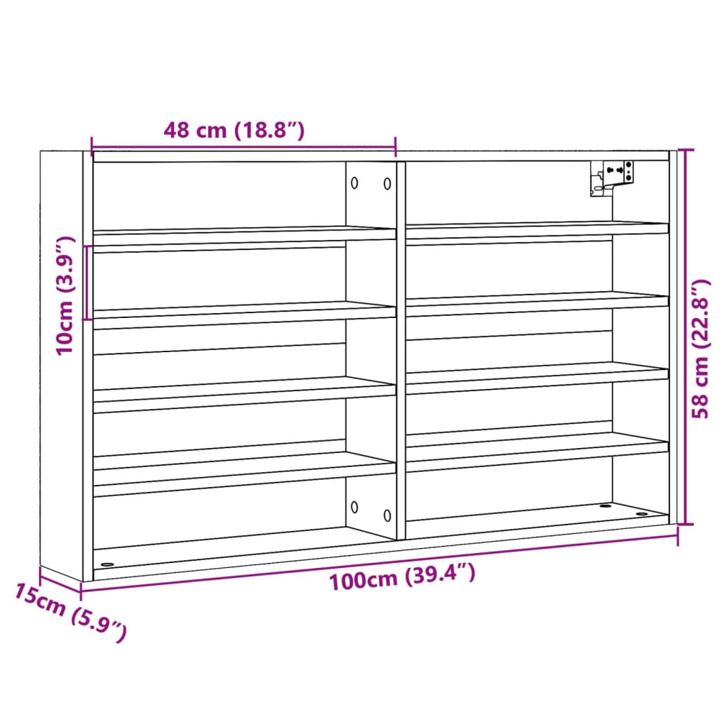 vidaXL Βιτρίνα Γκρι Σκυροδέματος 100x15x58 εκ. από Επεξεργασμένο Ξύλο