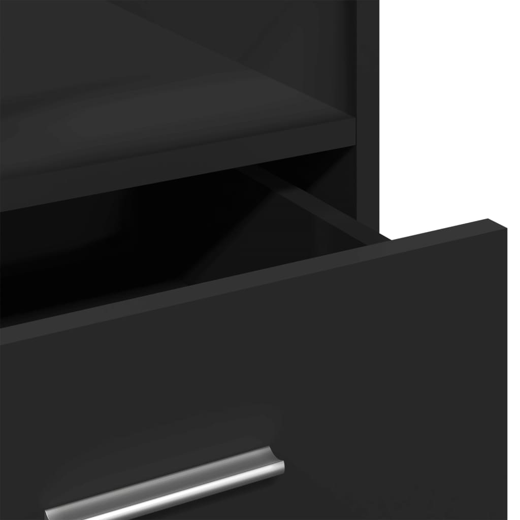 vidaXL Αναλόγιο με Ροδάκια & Συρτάρι Μαύρο 55x55x107 εκ. Επεξ. Ξύλο