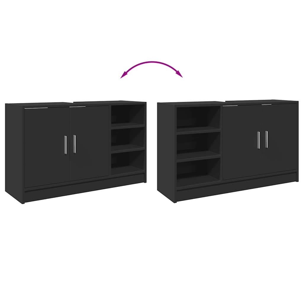 vidaXL Ντουλάπι Νιπτήρα Μαύρο 90x29x55 εκ. από Επεξεργασμένο Ξύλο