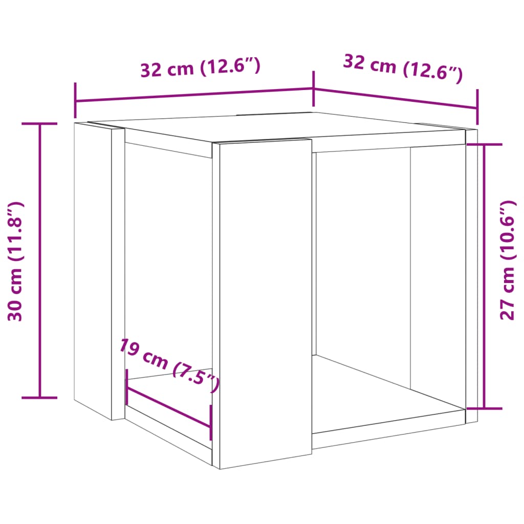 vidaXL Τραπεζάκι Σαλονιού Καπνιστή Δρυς 32x32x30 εκ. Επεξεργ. Ξύλο