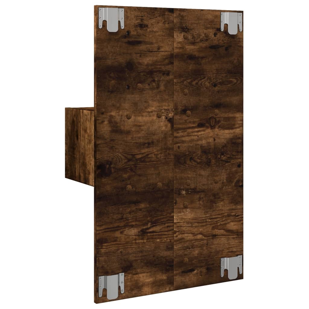 vidaXL Κομοδίνο Επιτοίχιο με Φώτα LED Καπνιστή Δρυς