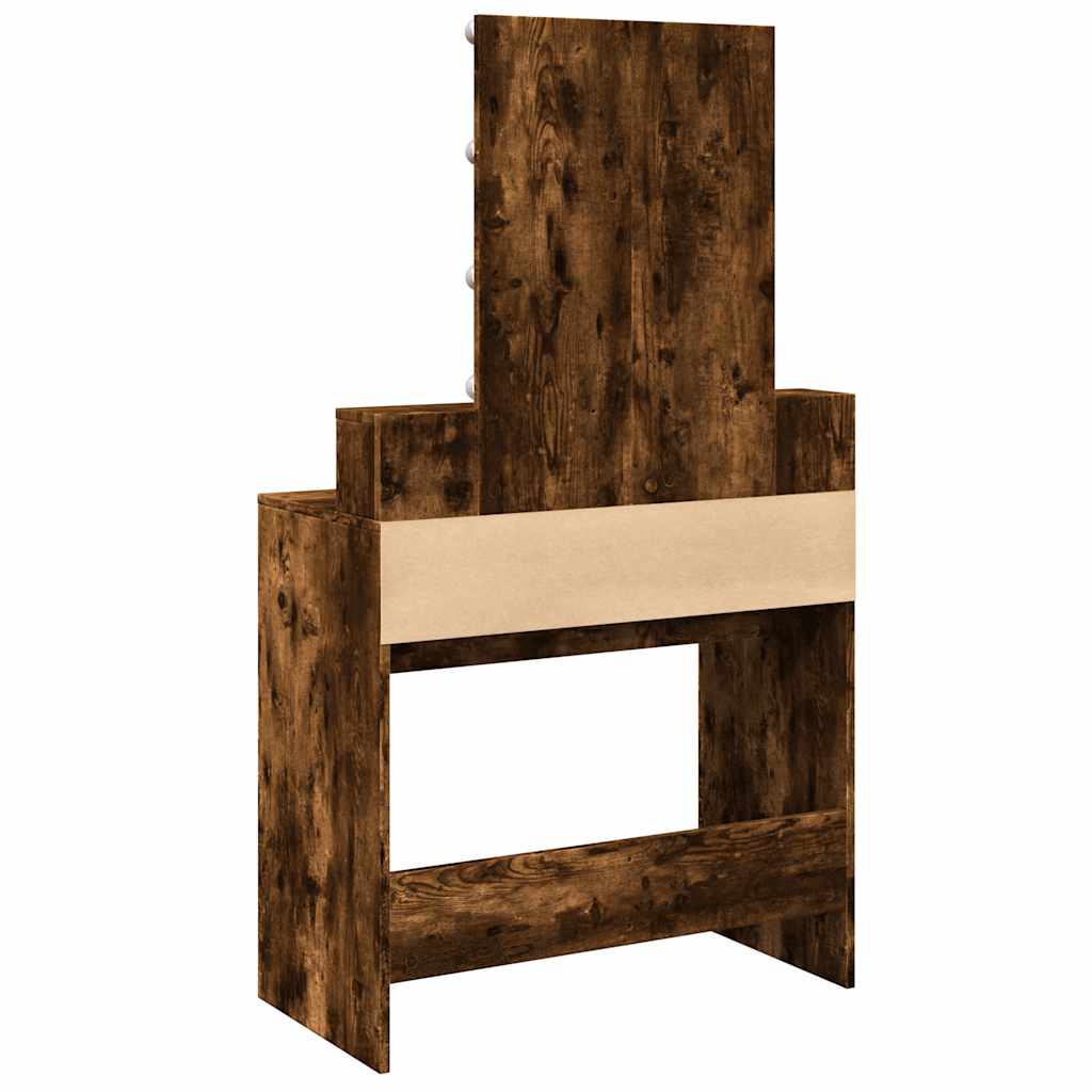 vidaXL Μπουντουάρ με LED Καπνιστή Δρυς 80x41x144,5 εκ.