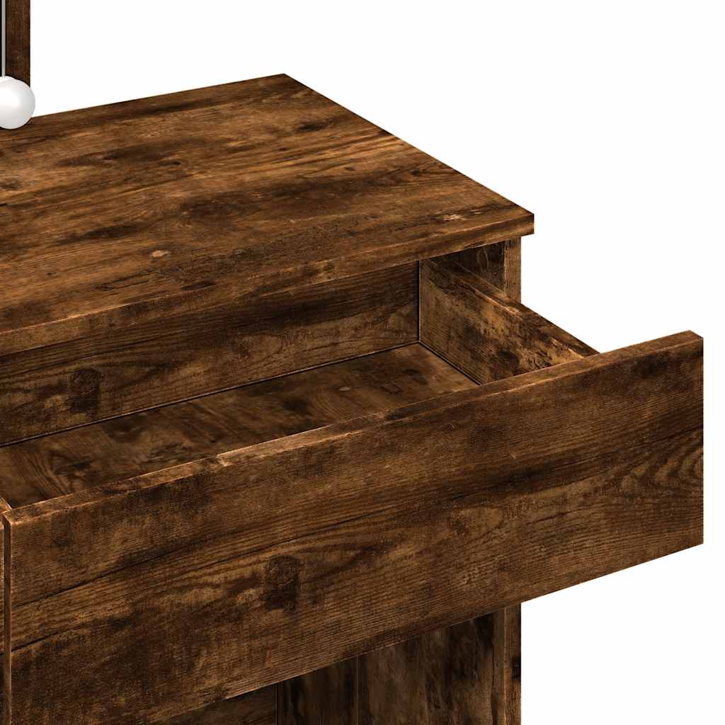 vidaXL Μπουντουάρ με LED Καπνιστή Δρυς 100x40x130 εκ.