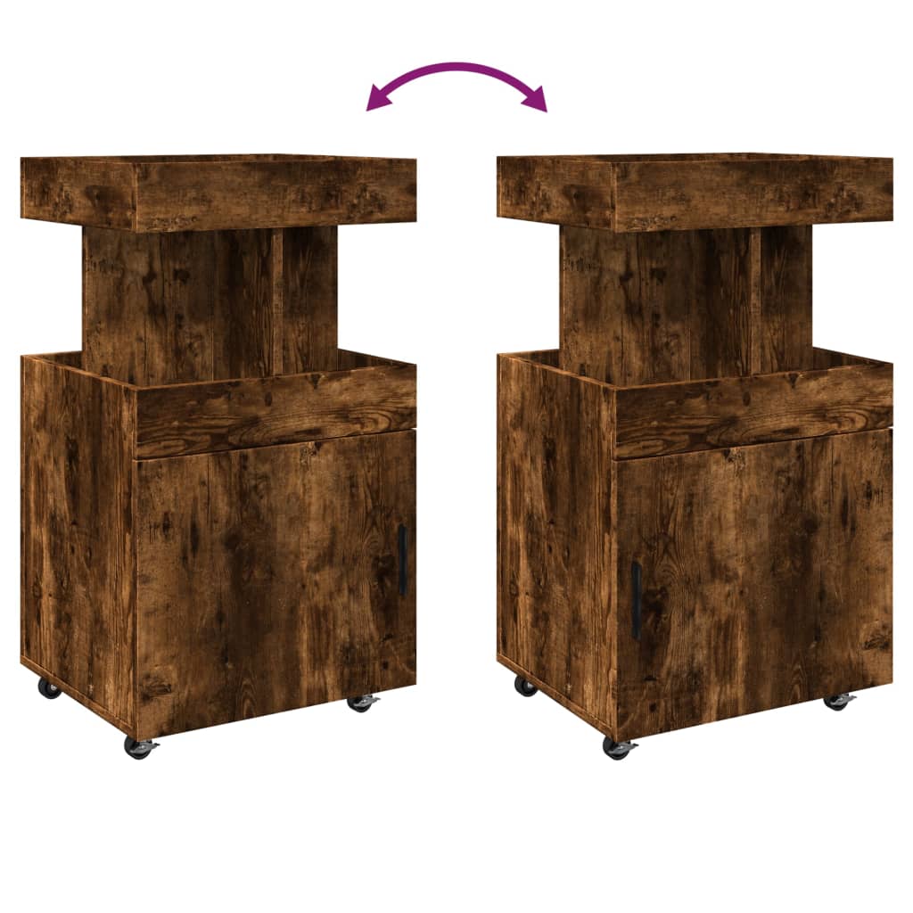 vidaXL Τρόλεϊ Μπαρ Καπνιστή Δρυς 50x41x89 εκ. Επεξ. Ξύλο