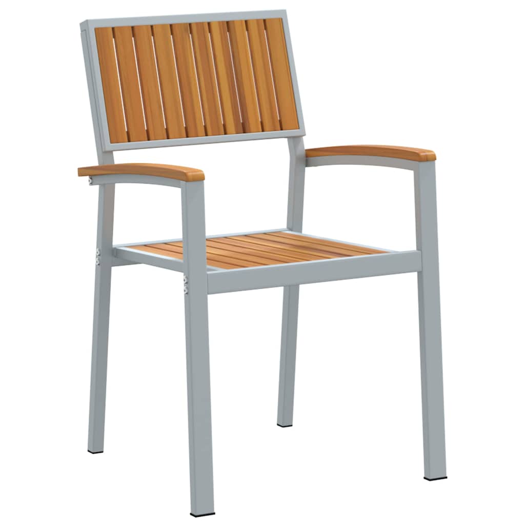 vidaXL Σετ Κηπογεύματος 5 Τεμαχίων Γκρι Χάλυβας και Στερεό Ξύλο Ακακίας