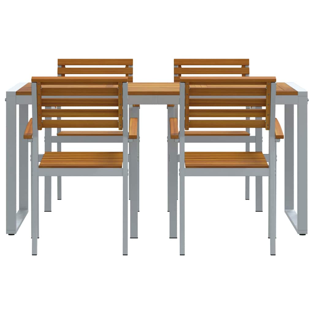 vidaXL Σέτ φαγητού για κήπο 5 pcs Γκρι και καφέ Μασίφ ξύλο ακακίας