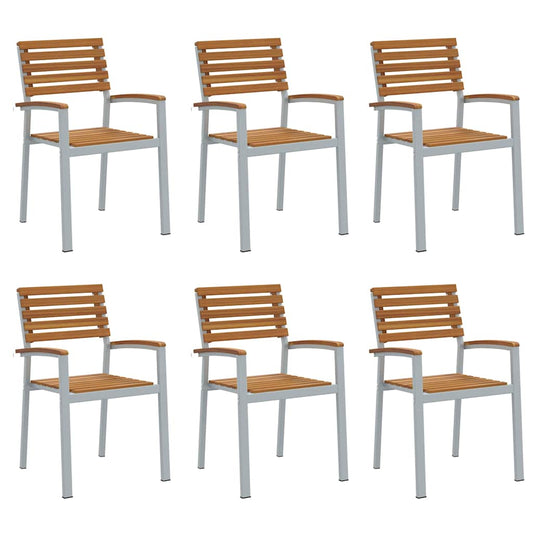 vidaXL Καρέκλα Κήπου 6 pcs Καφέ 56 x 57 x 87 εκ Στερεό Ξύλο Ακακίας