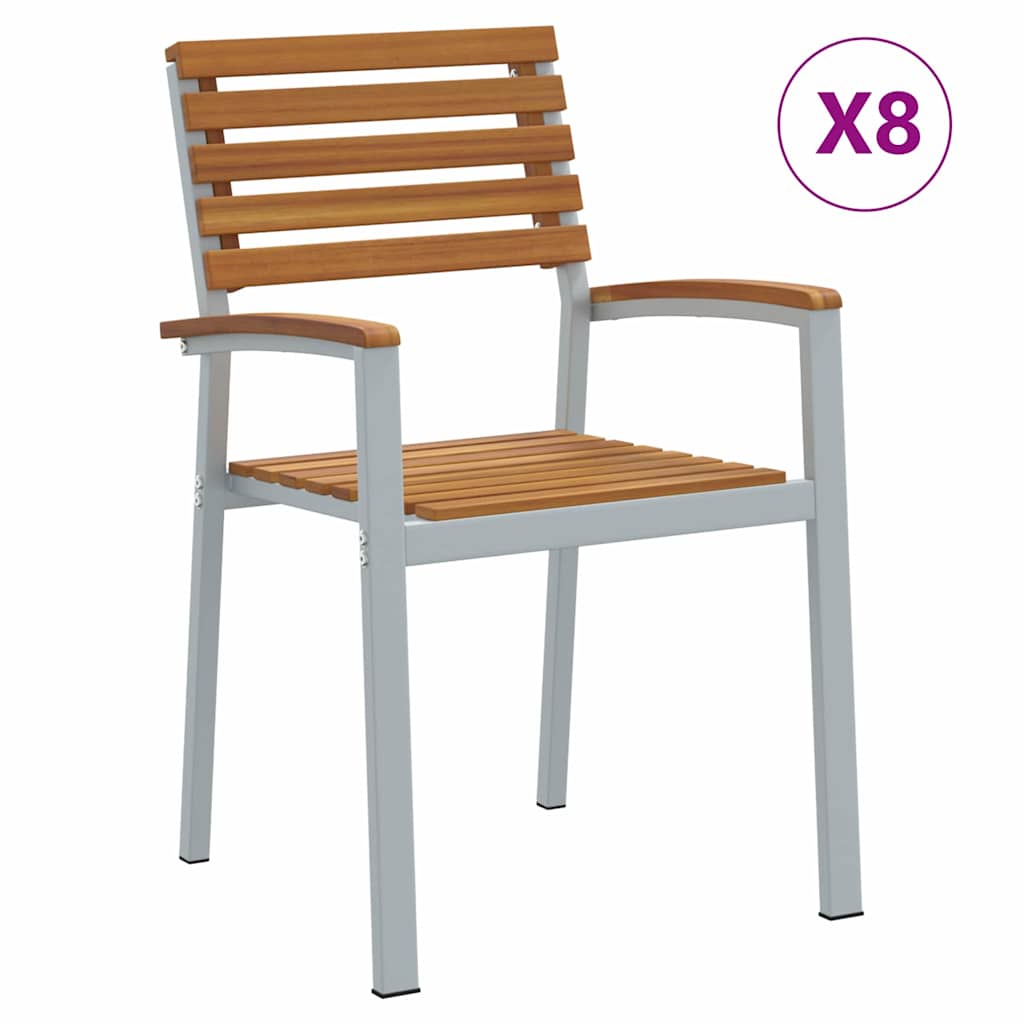 vidaXL Καρέκλα Κήπου 8 pcs Καφέ 56 x 57 x 87εκ. Μασίφ ξύλο ακακίας