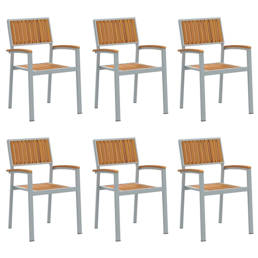 vidaXL Στοιβαζόμενη Καρέκλα 6 pcs Καφέ 56 x 57 x 87 εκ