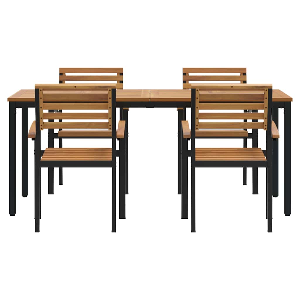 vidaXL Σέτ φαγητού για κήπο 5 pcs Μαύρο Στερεό Ξύλο Ακακίας