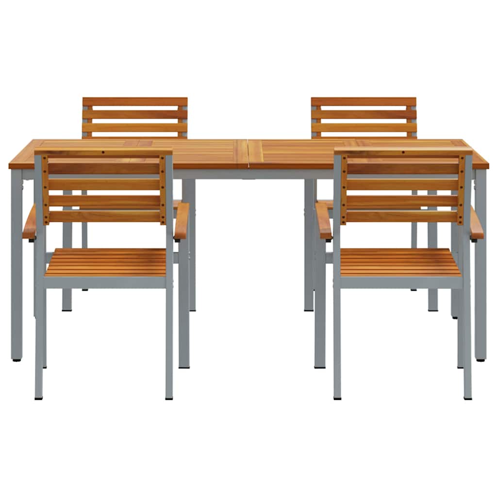 vidaXL Σέτ Εξωτερικού Χώρου 5 Τεμαχίων από Ακακία και Μέταλλο