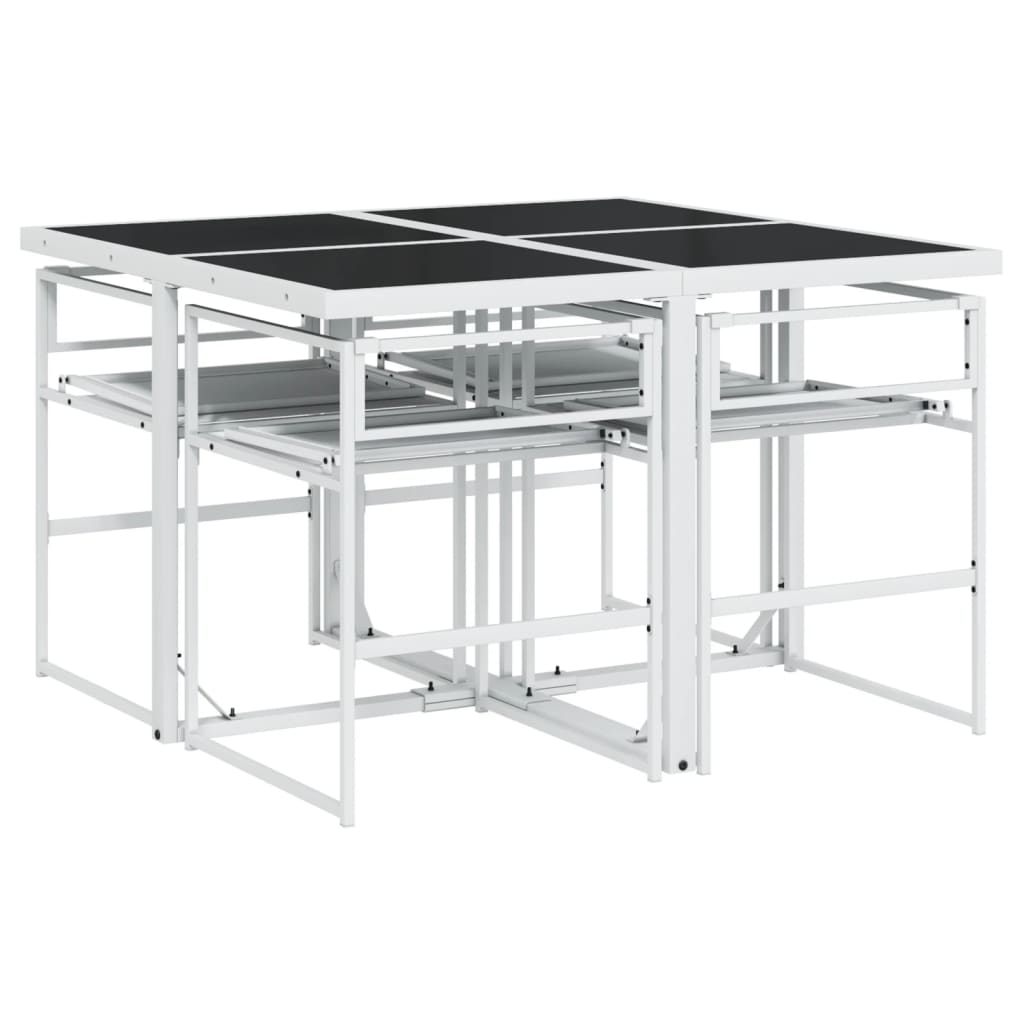 vidaXL Σετ Τραπεζαρίας Κήπου 5 τεμ. Λευκός από Textilene με Μαξιλάρια