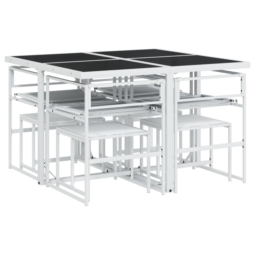 vidaXL Σετ Τραπεζαρίας Κήπου 9 τεμ. Λευκός από Textilene με Μαξιλάρια