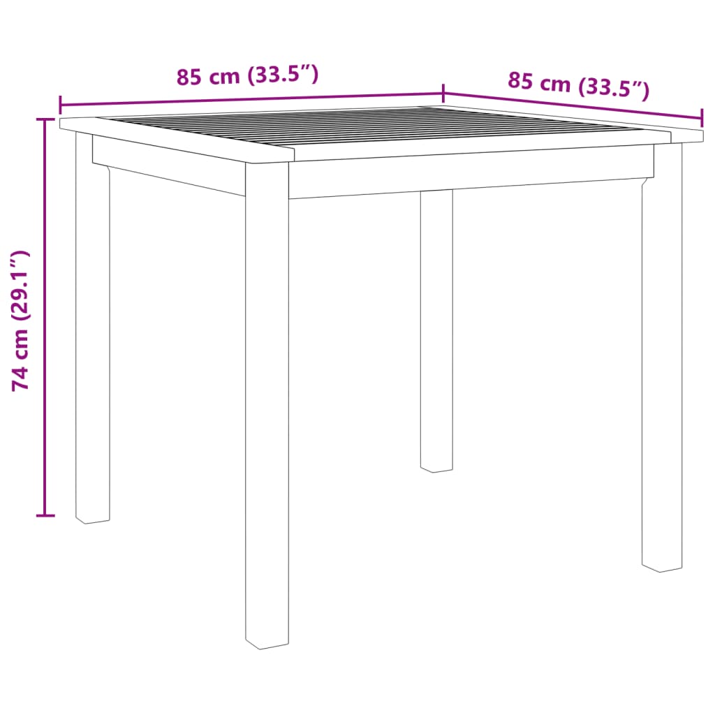 vidaXL Σετ Τραπεζαρίας Κήπου 3 Τεμαχίων 85x85x74 εκ. από Μασίφ Ξύλο Ακακίας