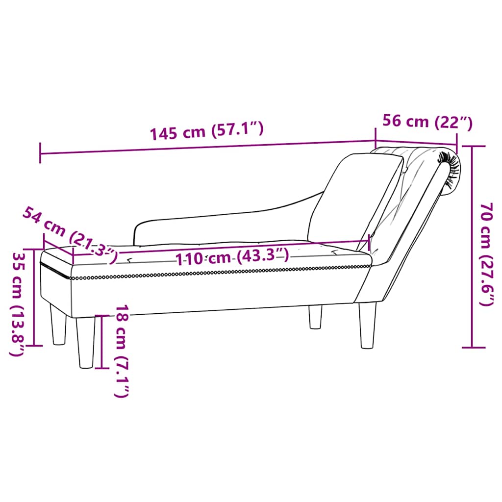 vidaXL Ανάκλιντρο Σκούρο Μπλε Υφασμάτινο με Μαξιλάρι και Βελούδινο