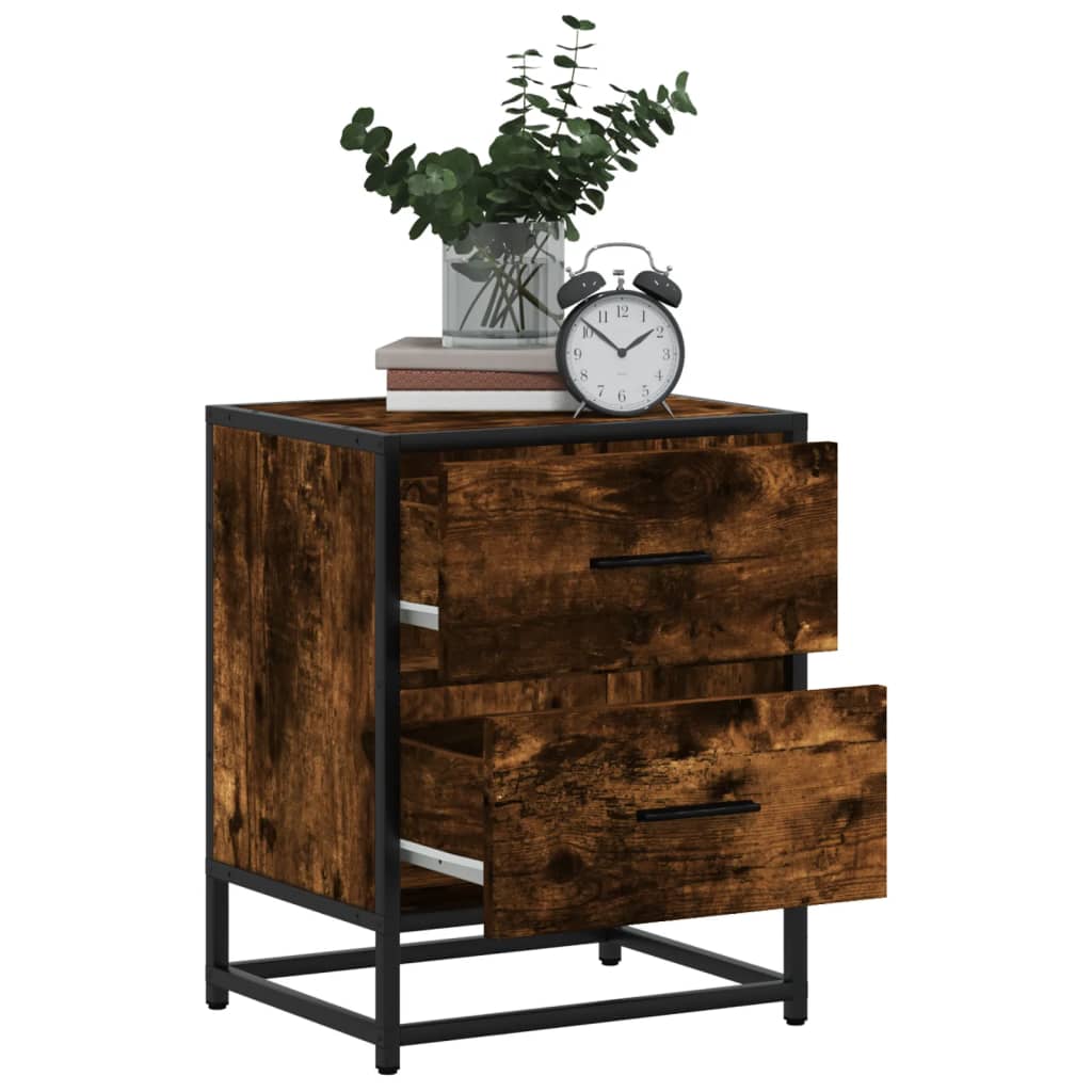 vidaXL Κομοδίνα 2 τεμ. Καπνιστή Δρυς 40x31x50 εκ. Επεξεργασμένο Ξύλο