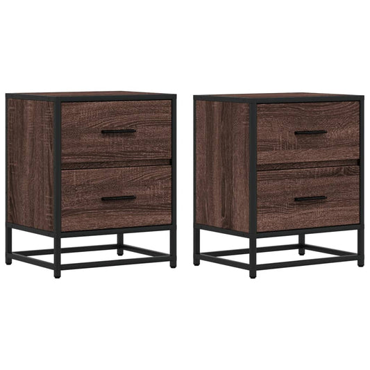 vidaXL Κομοδίνα 2 τεμ. Καφέ Δρυς 40x31x50 εκ. από Επεξεργασμένο Ξύλο