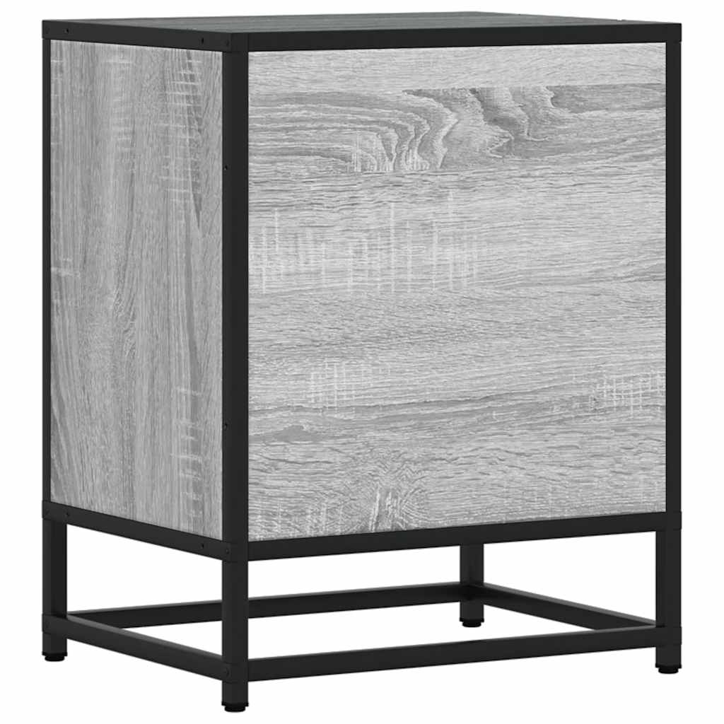 vidaXL Κομοδίνο Γκρι Sonoma Κατασκευασμένο ξύλο και μέταλλο
