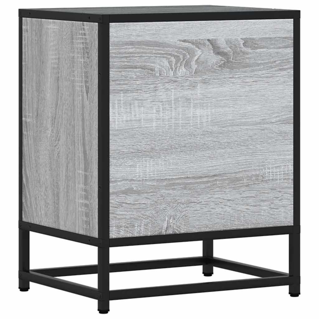 vidaXL Κομοδίνα 2 τεμάχια Γκρι Sonoma Κατασκευασμένο ξύλο και μέταλλο