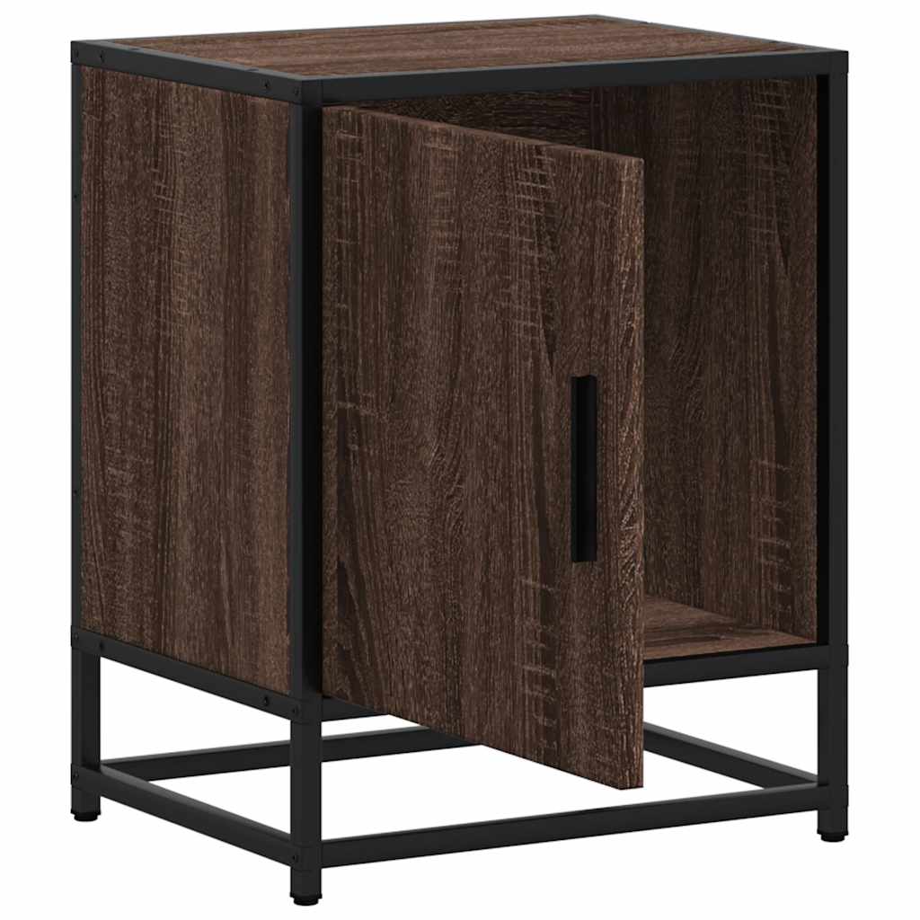 vidaXL Κομοδίνα 2 τεμάχια καφέ δρυς Κατασκευασμένο ξύλο και μέταλλο