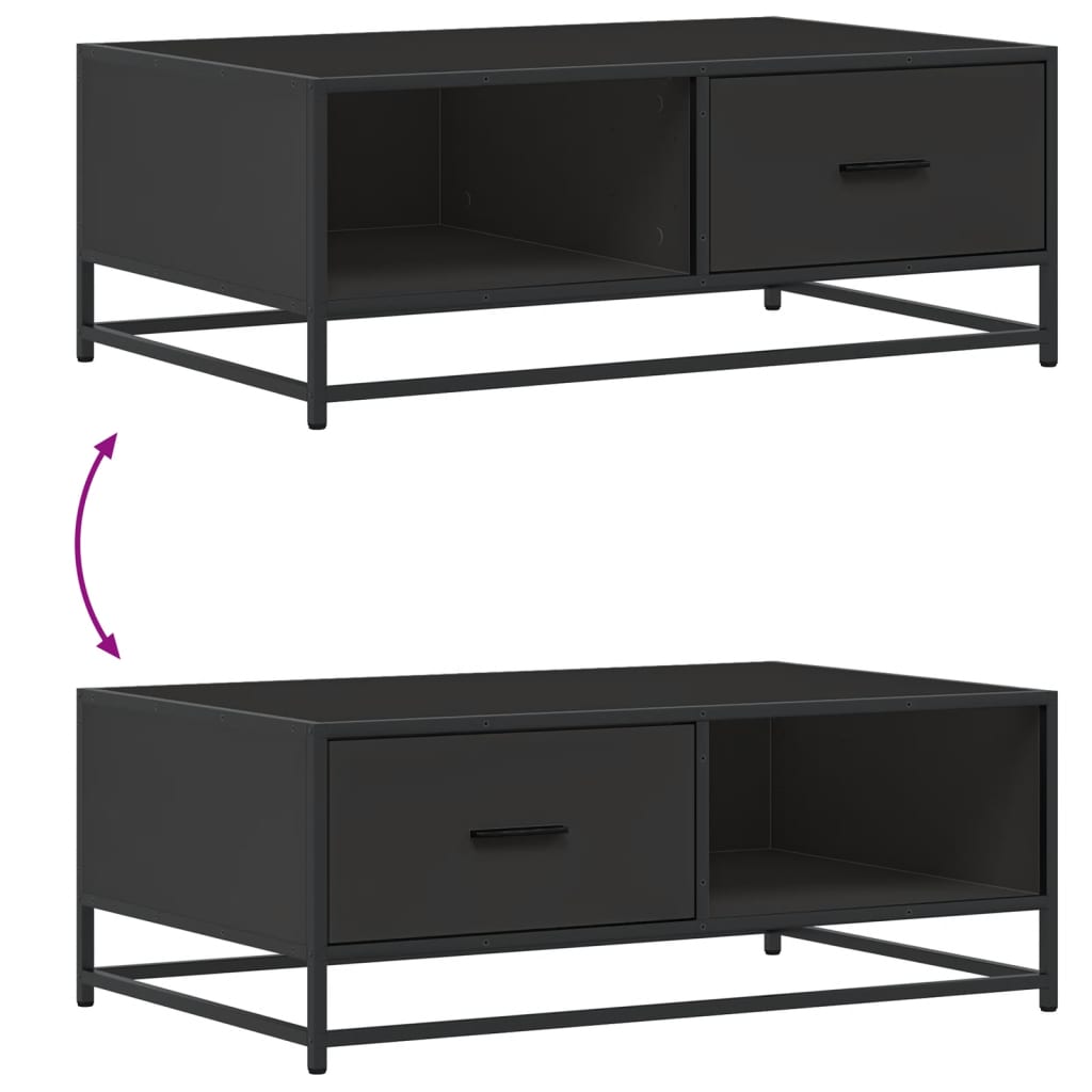 vidaXL Τραπεζάκι Σαλονιού Μαύρο 90x57x35 εκ. Επεξ. Ξύλο & Μέταλλο