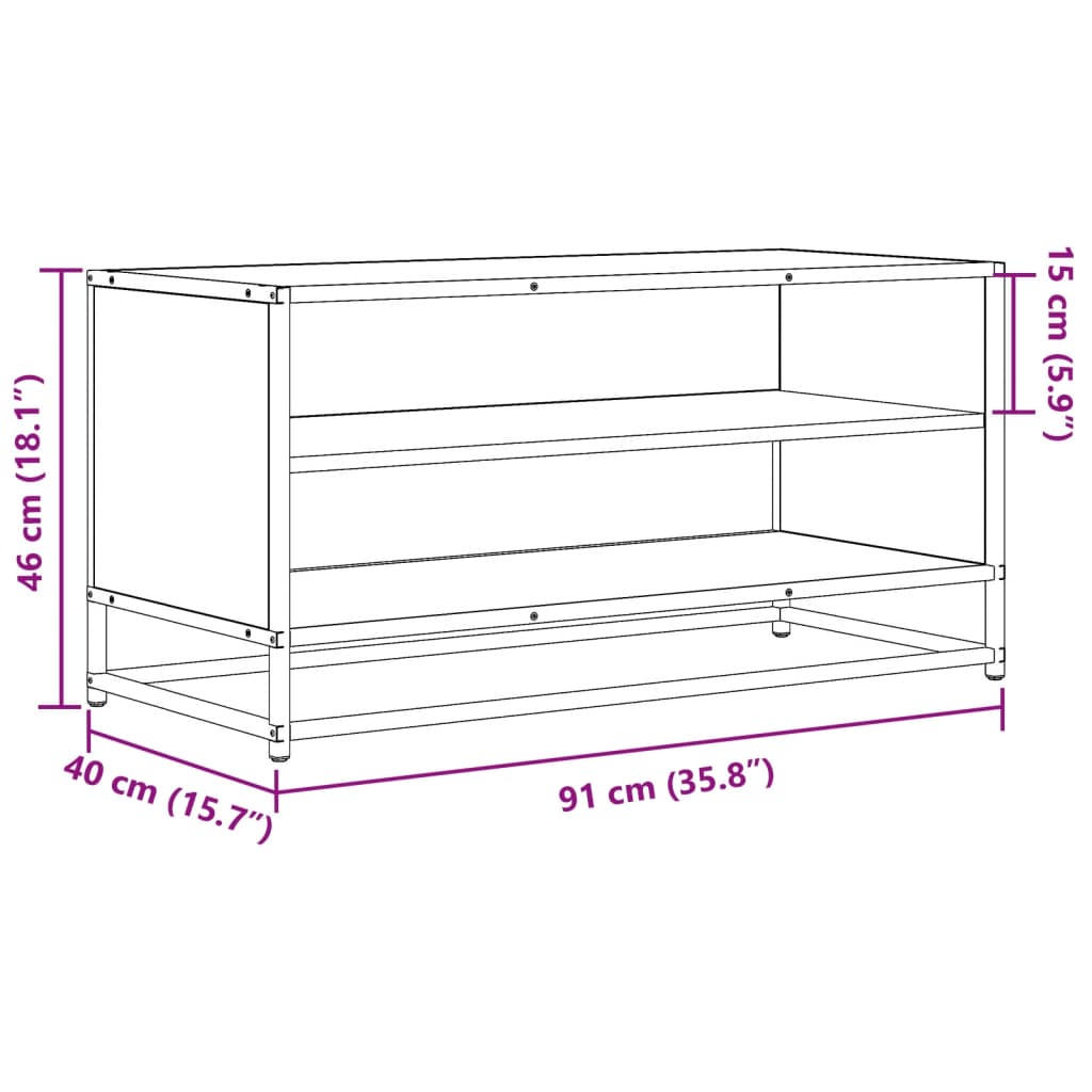 vidaXL Έπιπλο Τηλεόρασης Γκρι Sonoma 91x40x46 εκ. Επεξ. Ξύλο