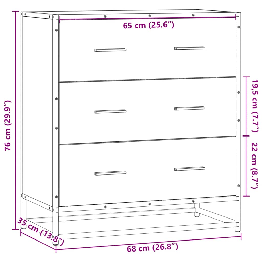 vidaXL Sideboard Grey Sonoma Κατασκευασμένο ξύλο και μέταλλο