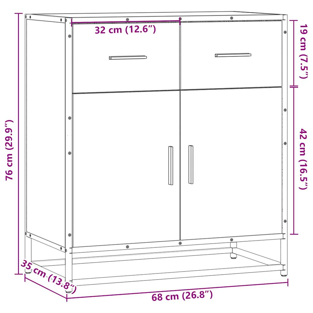 vidaXL Συρταριέρα καφέ δρυς 68x35x76 cm Κατασκευασμένο ξύλο