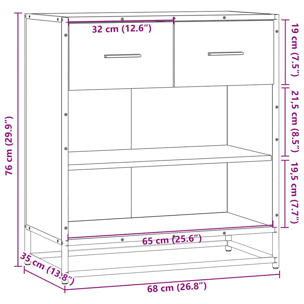 vidaXL Συρταριέρα καφέ δρυς 68x35x76 cm Κατασκευασμένο ξύλο