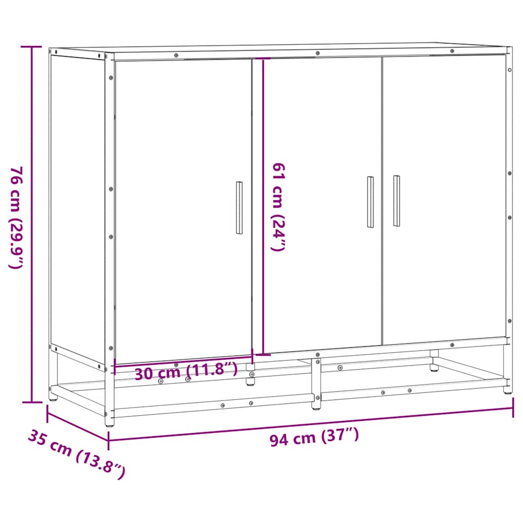 vidaXL Sideboard Καπνιστή δρυς 94x35x76 cm Κατασκευασμένο ξύλο