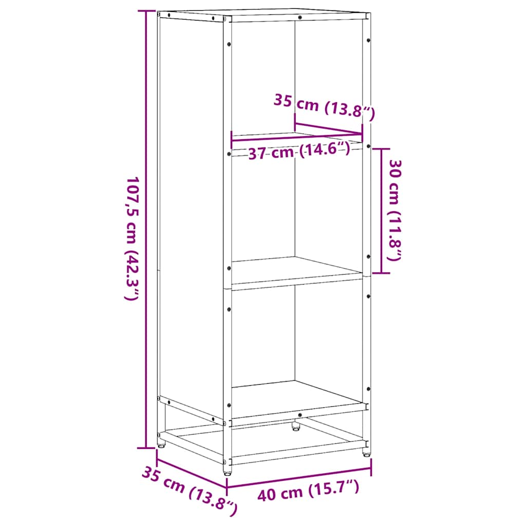 vidaXL Ντουλάπι βιβλίων καφέ δρυς 40x35x107,5 cm Κατασκευασμένο ξύλο