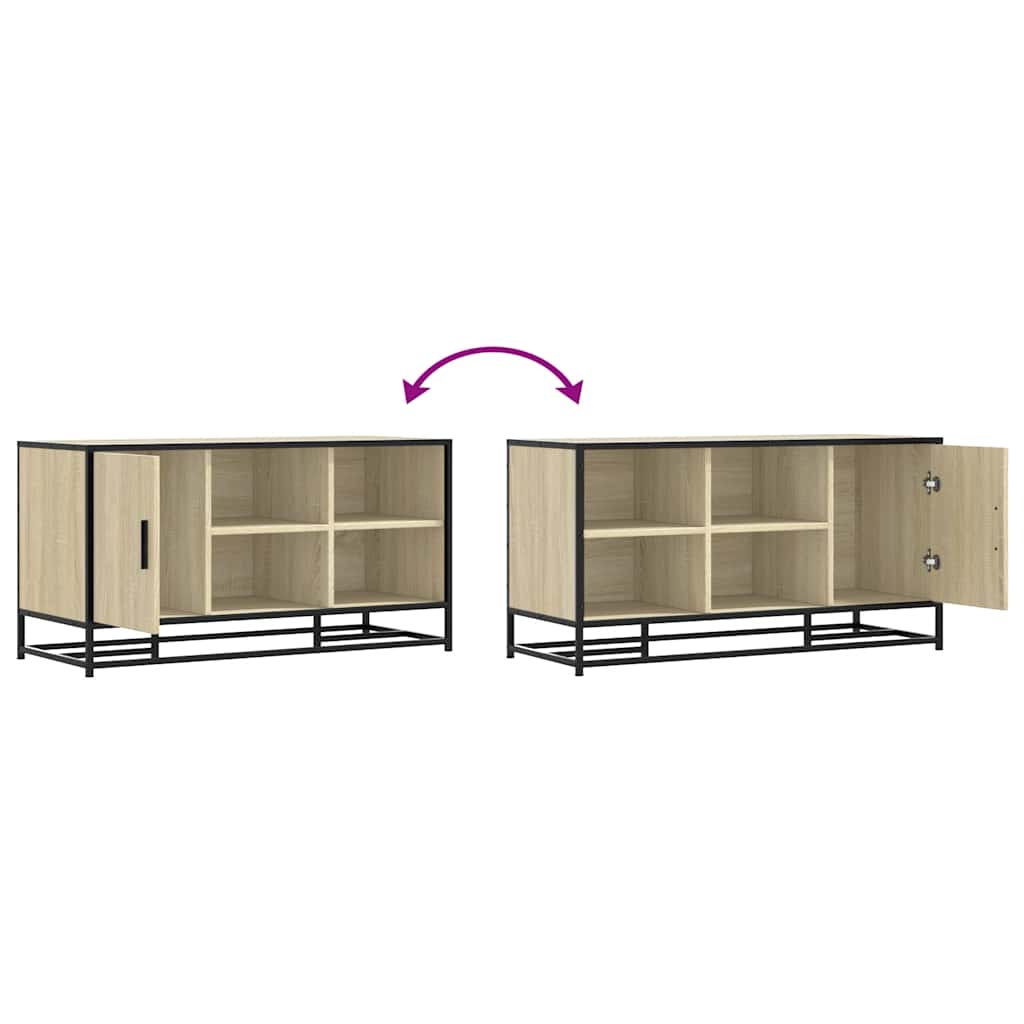 Πάγκος παπουτσιών vidaXL Sonoma Oak Κατασκευασμένο ξύλο και μέταλλο